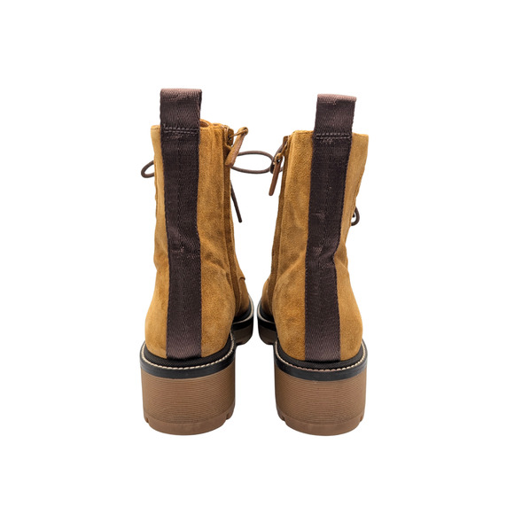 Tory Burch Miller Suede Chestnut Combat Boots Size 8 - Picture 5 of 7